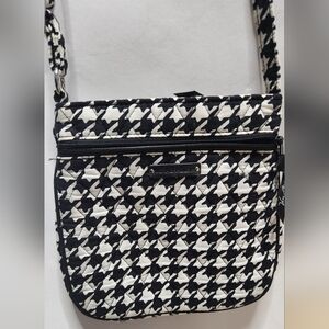 Vera Bradley Black and White Crossbody Bag with Houndstooth Pattern